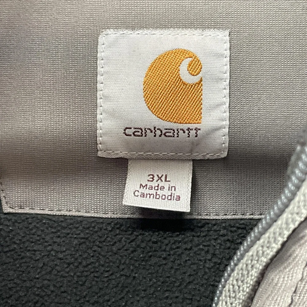 Carhartt Jacket Mens 3XL Gray Softshell Windbreaker‎ Lined Full Zip Embroidered